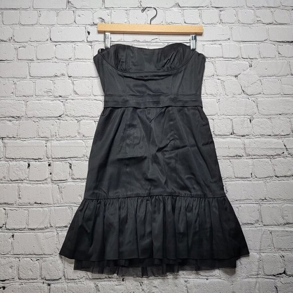 BCBG MaxAzria Black Strapless Mermaid Ruffle Hem Dress Size 2 - Picture 1 of 16